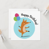 Feestvos met ballonnen en eigen tekst kaart (Voorkant / Achterkant in situ)