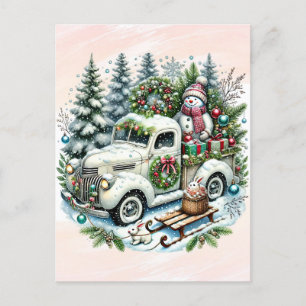 feestvrachtwagen   Vintage kerstbezorging Feestdagenkaart