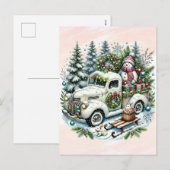 feestvrachtwagen | Vintage kerstbezorging Feestdagenkaart (Voorkant / Achterkant)