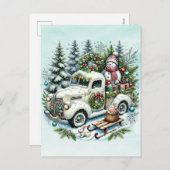 feestvrachtwagen | Vintage kerstbezorging Feestdagenkaart (Voorkant / Achterkant)