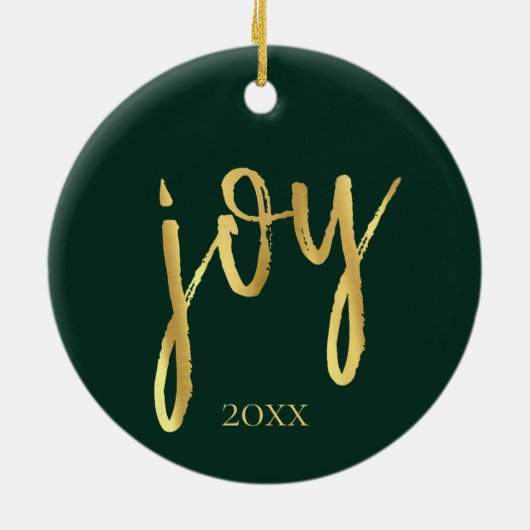 feestvreugde | Classic Gold Marker Script op groen Keramisch Ornament (Achterkant)