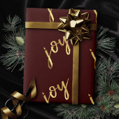 feestvreugde | Classic Gold Marker Script op rood Cadeaupapier