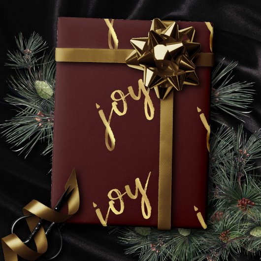 feestvreugde | Classic Gold Marker Script op rood Cadeaupapier