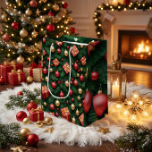 "Feestvreugde — Rood & Goud Kerstmagie" Medium Cadeauzakje
