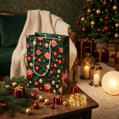 "Feestvreugde — Rood & Goud Kerstmagie" Medium Cadeauzakje