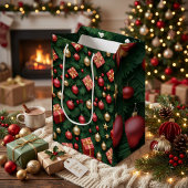 "Feestvreugde — Rood & Goud Kerstmagie" Medium Cadeauzakje