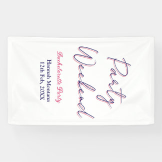 feestweekend vrijgezellennaam roze blauw trendy d spandoek