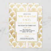 Feestwitje Gatsby Oud en Nieuw Wit Goud Kaart (Voorkant / Achterkant)