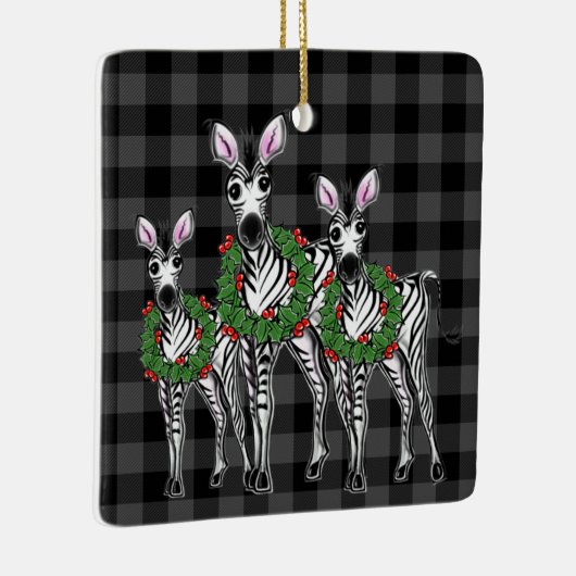 feestzebras, rode groene kreet keramisch ornament (Rechts)