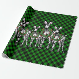 feestzebras, xmas, groene vlecht cadeaupapier