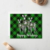 feestzebras, xmas, groene vlecht notitiekaartje (Voorkant / Achterkant in situ)