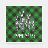 feestzebras, xmas, groene vlecht servet (Voorkant)