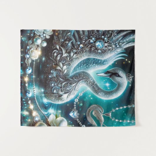 feestzwaan wandkleed (Voorkant (horizontaal))