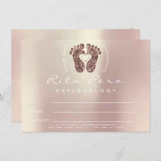 Feet Roos Gold Reflexology Certificate Gift Copper (Voorkant / Achterkant)