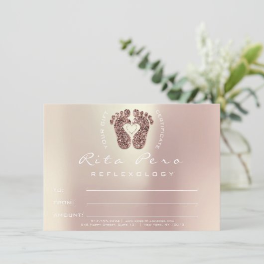 Feet Roos Gold Reflexology Certificate Gift Copper (Staand voorkant)