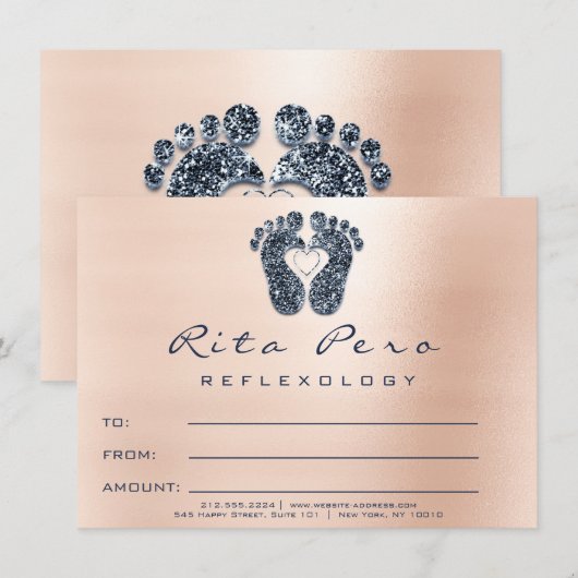 Feet Roos Gold Reflexology Certificate Gift Navy (Voorkant / Achterkant)