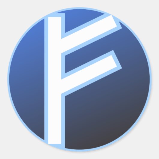 Fehu Feoh Rune Ronde Sticker (Voorkant)