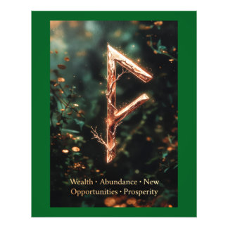 Fehu Rune Welvaartssigil Foto Afdruk