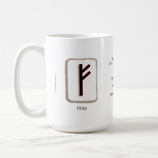 Fehu RuneStone 15 oz. Mok (Links)