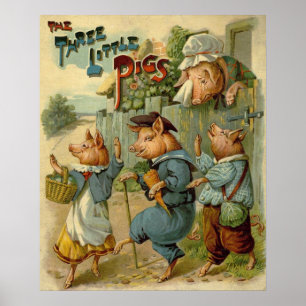 feiale, drie kleine varkens poster