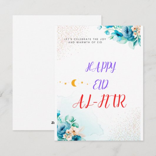 FEid AL-FITR Gefeliciteerd kaart (Voorkant / Achterkant)