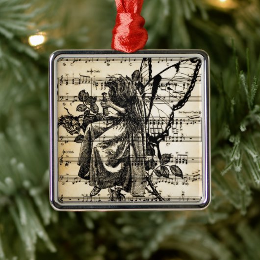  feiën en muziek metalen ornament (Boom)