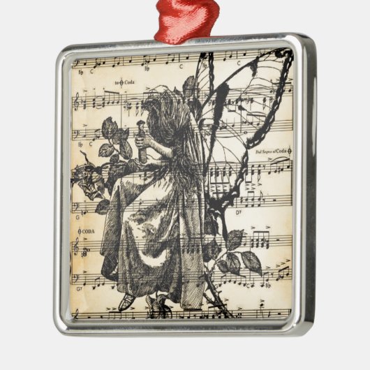  feiën en muziek metalen ornament (Links)