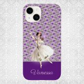  feiën op Paars Floral Pattern met naam Case-Mate iPhone Case