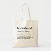 Feierabend Definition German Word Relax Minimalist Tote Bag (Voorkant)