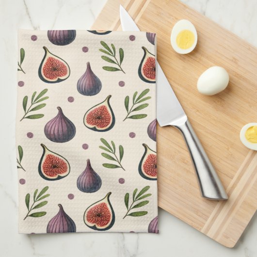 Feigen- Blätter- Muster Theedoek (Quarter Fold)