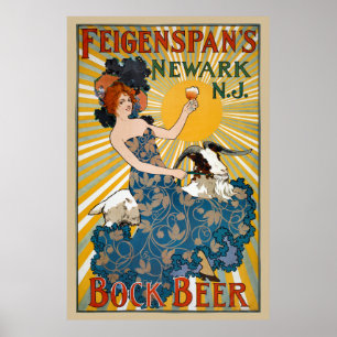 Feigenspan's Bock Beer Vintage Poster 1890
