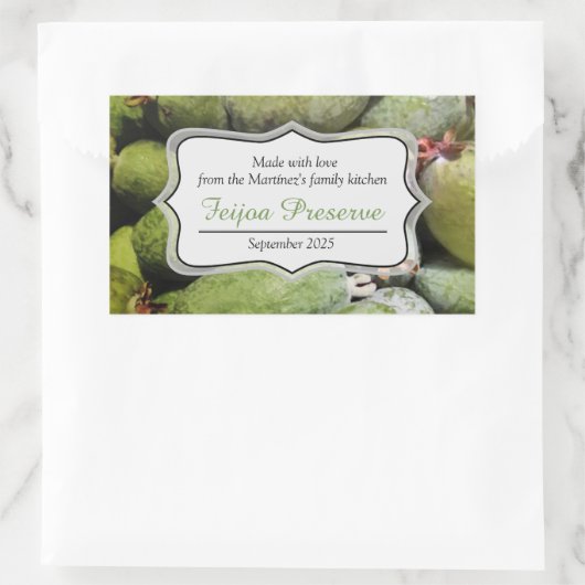 Feijoa jam conserveren groen fruitlabel sticker (Tas)