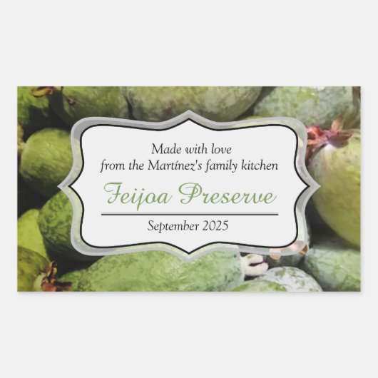 Feijoa jam conserveren groen fruitlabel sticker (Voorkant)