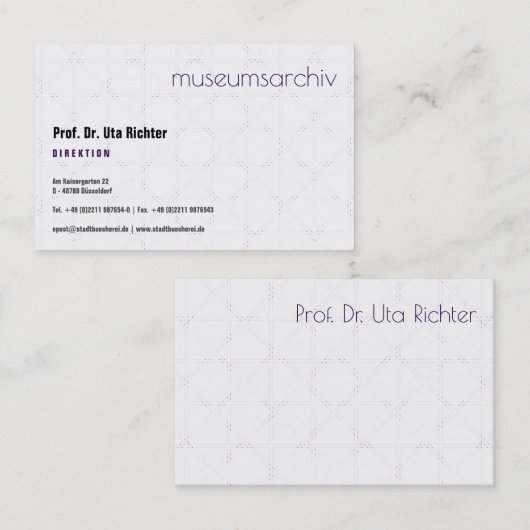fein bemustert, klar, gut lesbar visitekaartje (Voorkant / Achterkant)