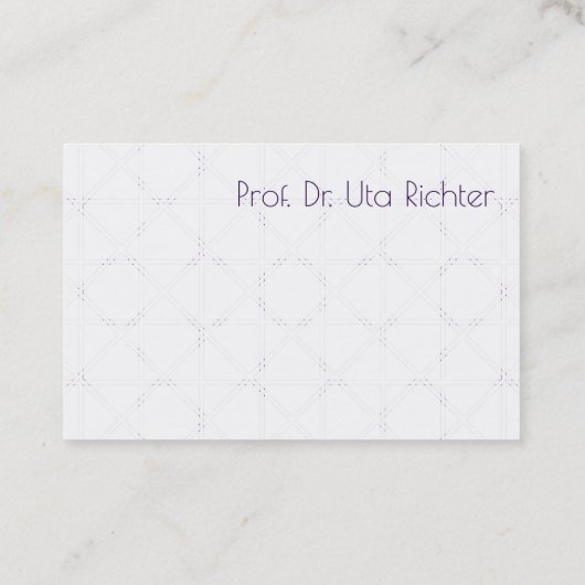 fein bemustert, klar, gut lesbar visitekaartje (Achterkant)