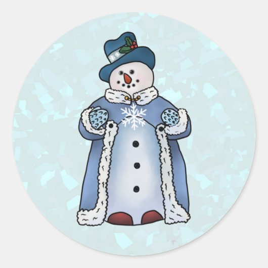 Feiner Schneemann  Ronde Sticker (Voorkant)