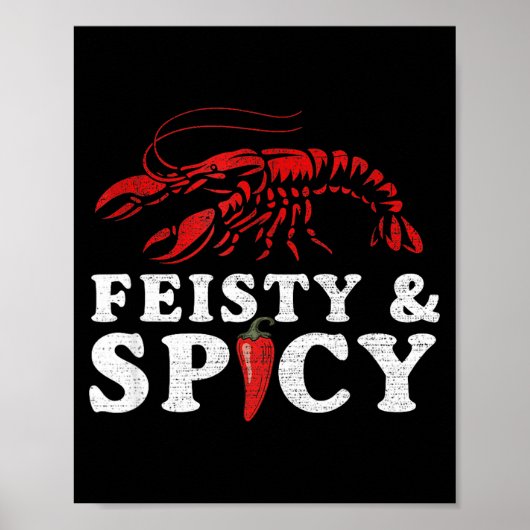 Feisty And Scy Funny Crawfish Boil Cute Mardi Gras Poster (Voorkant)