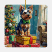 Feisty Australian Terrier King of Christmas Gifts Keramisch Ornament (Achterkant)