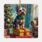 Feisty Australian Terrier King of Christmas Gifts Keramisch Ornament (Voorkant)