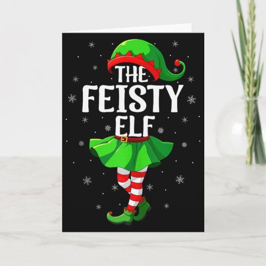 Feisty Elf Christmas Girls Women Elf Squad Xmas Fa Kaart (Voorkant)