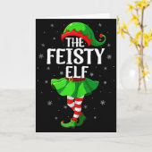 Feisty Elf Christmas Girls Women Elf Squad Xmas Fa Kaart (Gele Bloem)