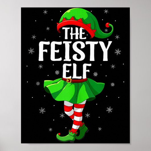 Feisty Elf Christmas Girls Women Elf Squad Xmas Fa Poster (Voorkant)