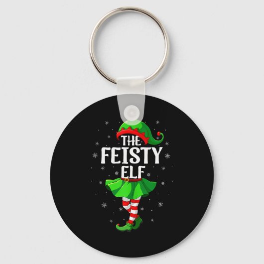 Feisty Elf Christmas Girls Women Elf Squad Xmas Fa Sleutelhanger (Voorkant)
