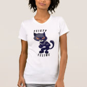 Feisty Feline Superhero Funny Crazy Cat T-shirt (Voorkant)