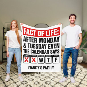 Feit van het Leven Agenda Zegt WTF Humor Fleece Deken