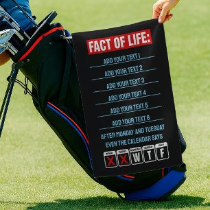 Feit van het Leven Agenda Zegt WTF Humor Golfhanddoek