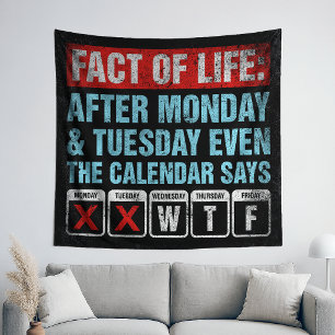 Feit van het Leven Agenda Zegt WTF Humor Wandkleed