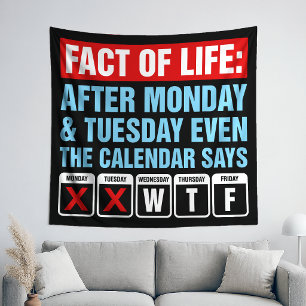 Feit van het Leven Agenda Zegt WTF Humor Wandkleed