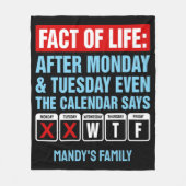 Feit van het Leven Kalender Zegt WTF Humor Fleece Deken (Voorkant)