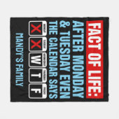 Feit van het Leven Kalender Zegt WTF Humor Fleece Deken (Voorkant (Horizontaal))